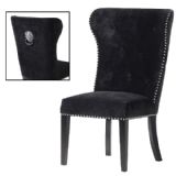 Reeves Black Velvet Buttoned Lion Ring Back Dining Chair